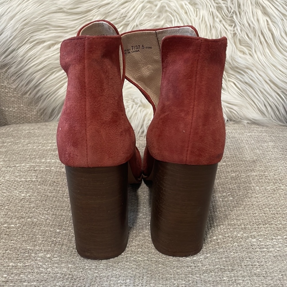Boho Suede Open Toe Block Heel Festival Bootie (7.5) - Picture 9 of 13